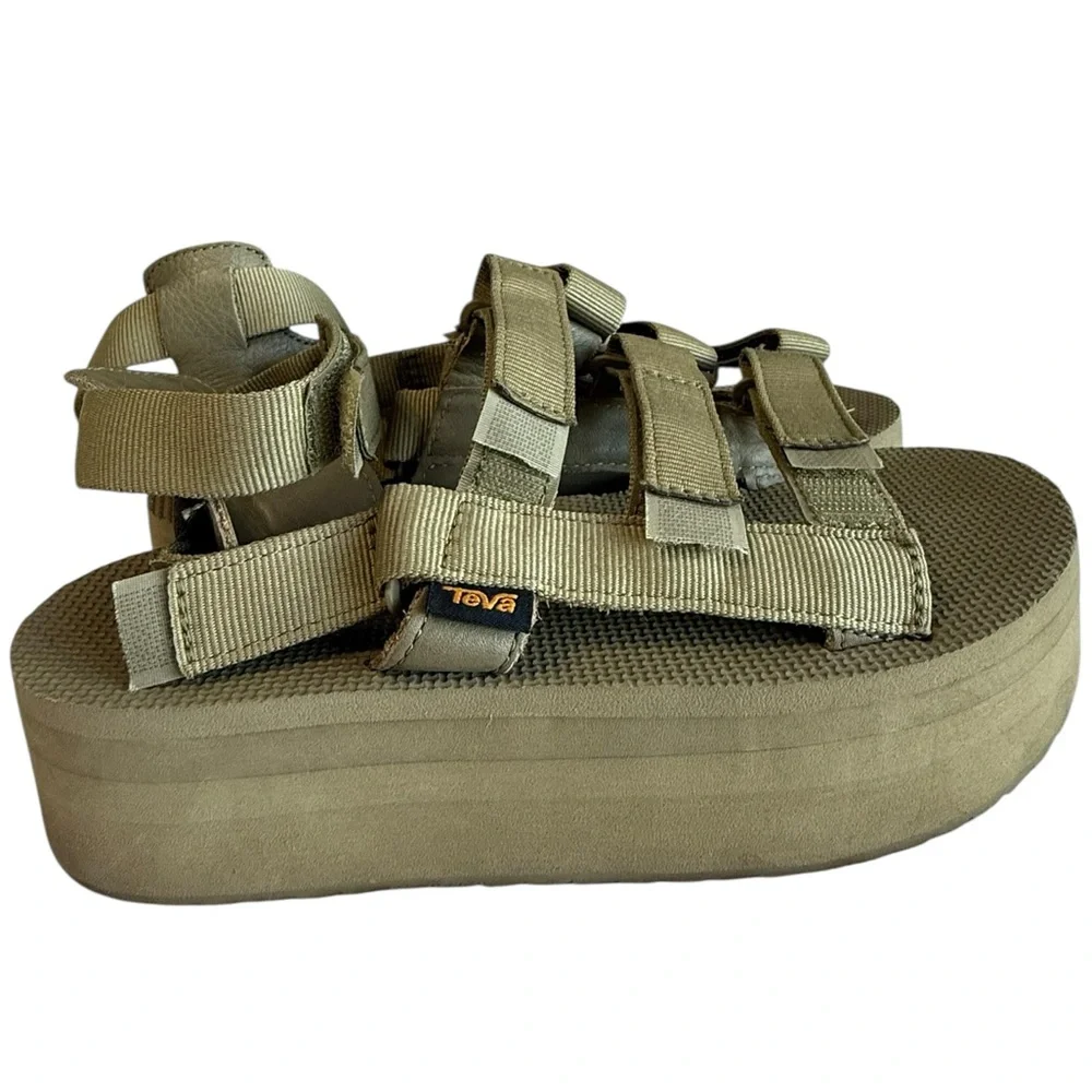 Teva Flatform Mevia Olive Green Women's 8 Platform Summer Festival - Picture 2 of 16